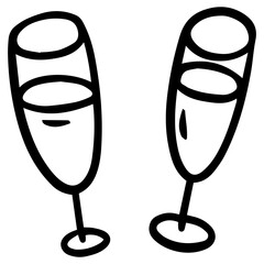 Hand drawn two glasses sign vector art