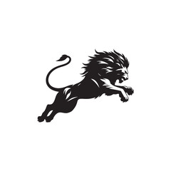 Predatory Shadows: Lion Attacking Silhouette, a Dynamic Portrait of Nature's Apex Predator in Action
