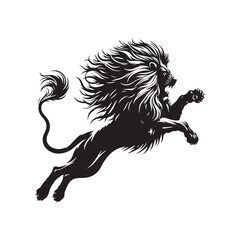 Midnight Marauder: Lion Attacking Silhouette, a Stealthy Ambush in the Heart of the Darkened Savannah
