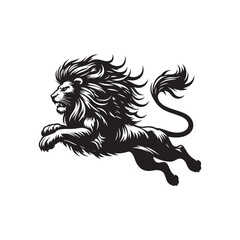 Stealth in Motion: Lion Attacking Silhouette, the Dance of a Predator, a Nighttime Symphony in the Wild
