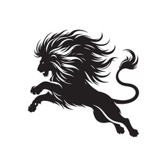 Savanna Symphony: Lion Attacking Silhouette, a Ballet of Shadows, Telling the Tale of Wild Survival
