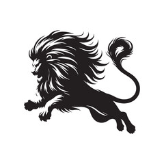 Twilight Encounter: Lion Attacking Silhouette, a Symphonic Portrait of Predatory Majesty in the Savannah
