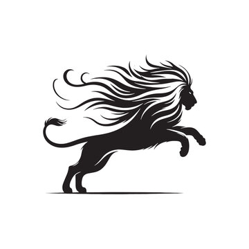 Predatory Majesty: Lion Attacking Silhouette, an Iconic Image of Strength, Stealth, and Untamed Power
