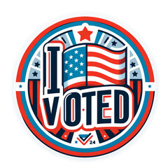 I voted sticker US presidential election 2024, transparent background