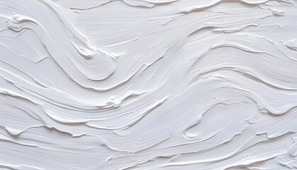 Macro view of textured white abstract art painting with distinctive oil brushstrokes and palette...