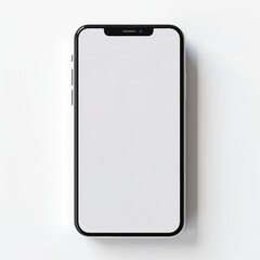 Mockup of  smartphone with blank screen, isolated on white background.