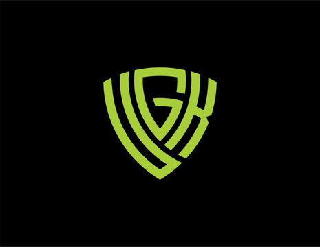 UGK creative letter shield logo design vector icon illustration