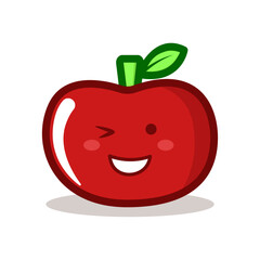 red apple with leaf cute cartoon fruit