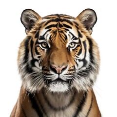 Tiger Face Shot Isolated on white Background