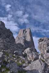 Picu Urriellu or Naranjo de Bulnes, mountain peak in the Picos de Europa, Asturias, Spain