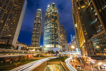 Fototapeta na wymiar night view of Central district of Hong Kong island in Hongkong, China