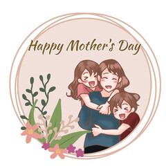 Happy Mother's Day. Parent and children