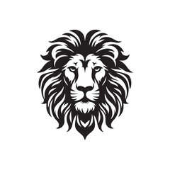 Intense Roar and Majestic Mane: Lion Face Silhouette Displaying the Power and Elegance of the King of the Jungle
