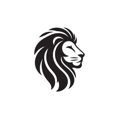 Lion Face Silhouette: A Captivating Image of a Roaring Lion's Face, Its Majestic Mane, and Piercing Eyes in Bold Black and White
