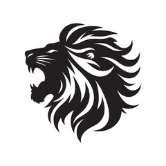 Dominance and Elegance: A Striking Silhouette of a Lion's Face, Showcasing the Magnificent Mane and Piercing Gaze - Lion Face Silhouette

