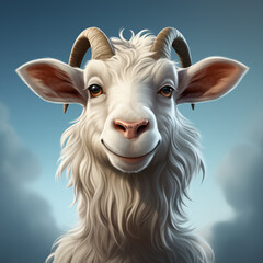 Cute and funny goat avatar. Smiling goat character. Funny baby goat mugshot. Goat icon.	
