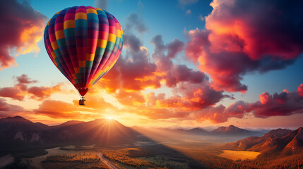 Hot Air Balloon in a Colorful Sky