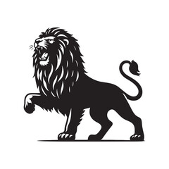 Lion Roaring Silhouette: Untamed Majesty, Bold Mane in Striking Outline, Jungle King's Roar Echoing in Darkened Form - Roaring Lion Silhouette
