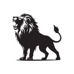 Lion Roaring Silhouette: Regal Mane in Striking Outline, Jungle King's Bold Roar Captured in Darkened Majesty - Roaring Lion Silhouette
