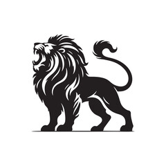 Lion Roaring Silhouette: Fierce Roar Echoing, Bold Mane Outlined, Jungle King's Regal Majesty in Darkness - Roaring Lion Silhouette
