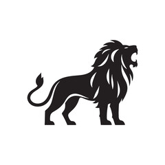 Lion Roaring Silhouette: Ferocity Captured, Wild Roar Frozen in Dark Majesty - Roaring Lion Silhouette
