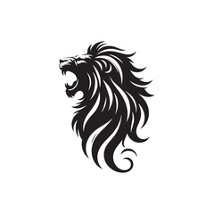 Roaring Lion Silhouette: African Savanna King, Powerful Roar Frozen in Striking Shadow - Lion Roaring Silhouette
