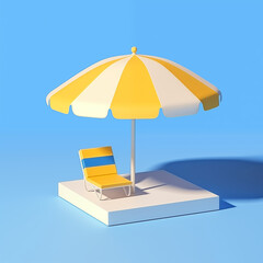 blue beach umbrella pop art yellow 