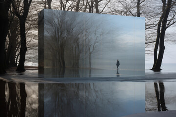 Reflective "2024" in water or mirror surfaces, allowing space for a contemplative quote on self-reflection