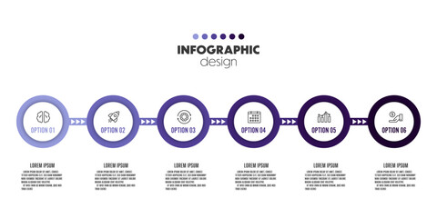 Vector circle timeline for infographics, template for diagrams, graphs, presentations and business concept charts with 6 options..