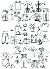 set of vector model and clothes