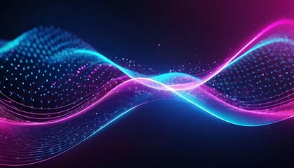 Foto op Plexiglas abstract futuristic background with pink blue glowing neon moving high speed wave lines and bokeh lights. Data transfer concept Fantastic wallpaper © Mr.Everything