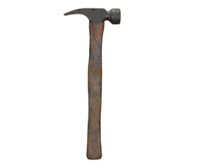 3d rendering old hammer, construction tool