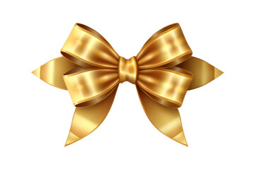 gold ribbon bow on transparent background