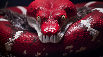 Portrait of a red snake. - obrazy, fototapety, plakaty