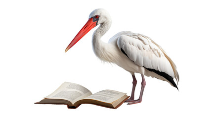 Reading Stork on White on a transparent background