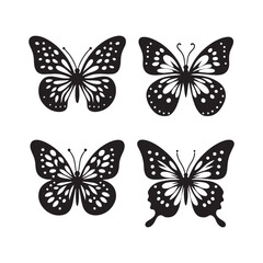 Set of Butterfly Silhouette: Garden Symphony, Pollinator Parade, and Harmonious Winged Creatures in Silhouette
