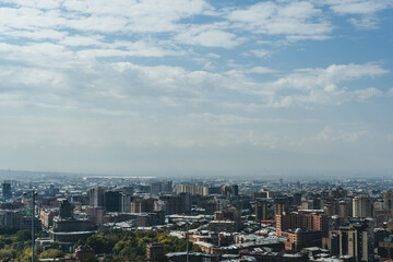 Fototapeta na wymiar view of the city yerevan with huge many buildings over clear day