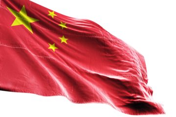 Chinese flag on transparent background.