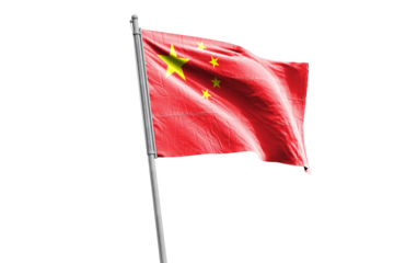 Chinese flag on transparent background.