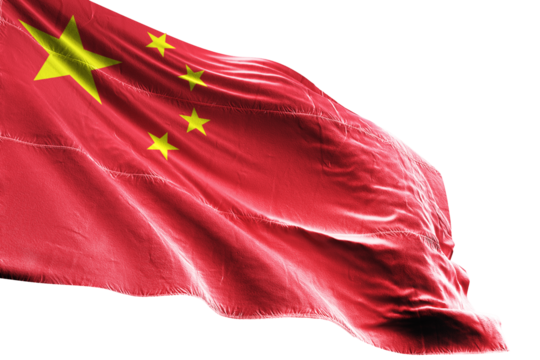Chinese flag on transparent background.