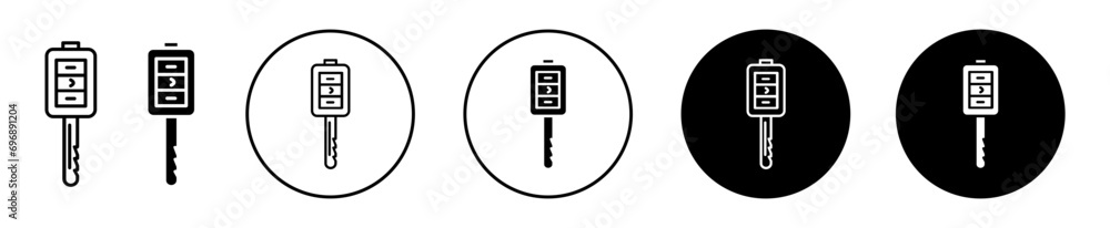 Aufkleber Car key icon. electronic vehicle starter key buttons to control security system. start stop automobile car owner key chain symbol set. wireless alarm lock unlock car key vector