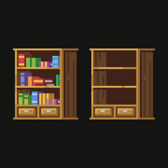 Editable Pixel Vector of Book Shelf Illustration, Good for Stcker, Logo, Icon, Clip art, Etc