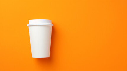 cup of coffee isolated mockup orange background