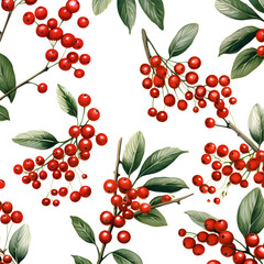seamless pattern with red berries