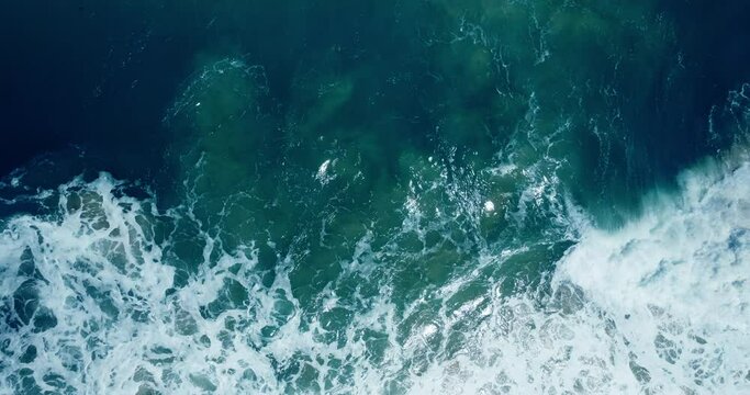 Amazing Top-down aerial view of the powerful deep blue ocean waves during the monsoon season amazing video Tropical Sea Andaman Sea : 4K Video High quality Apple ProRes HQ