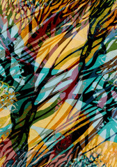 Abstract floral pattern for background. Dynamic and colorful expression of neon color