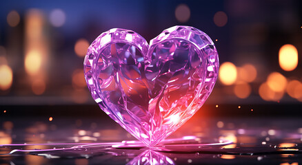 A neon hearts wallpaper that outlines a scene of love in a dreamy and romantic style