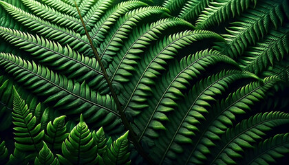 Natural background of green fern leaves. Creative composition of the texture of leaves. Leaf texture background