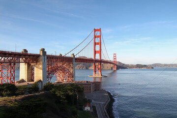 The Golden Gate Bridge is landmark and famous building in San Francisco, California, USA