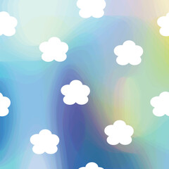 White clouds on abstract blue sky. Seamless pattern.